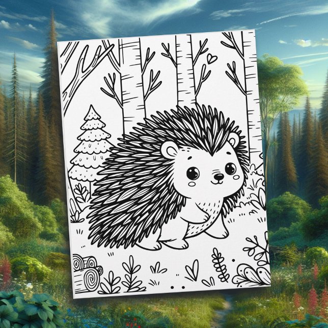 Cute Porcupine in the Woods | Colouring Page (Creator Uploaded)