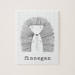 Cute Porcupine Simple Line Drawing Custom Name Jigsaw Puzzle<br><div class="desc">This cute custom puzzle features a whimsical line drawing of a porcupine. Personalise it with your name in a fun typewriter typography. Great gift idea!</div>