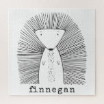 Cute Porcupine Simple Line Drawing Custom Name Jigsaw Puzzle<br><div class="desc">This cute custom puzzle features a whimsical line drawing of a porcupine. Personalize it with your name in a fun typewriter typography. Great gift idea!</div>
