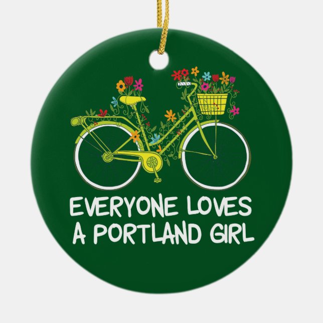 Cute Portland Girl Ceramic Tree Decoration (Front)