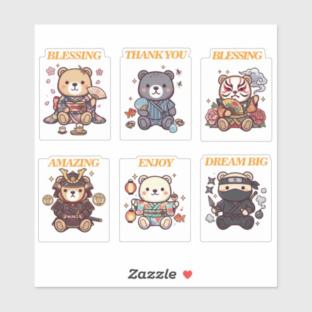 Cute Positive Bear-6 Designs-vol4 (Sheet)