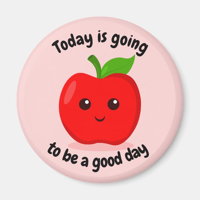 Cute Positive Motivational Kawaii Apple Magnet (Front)