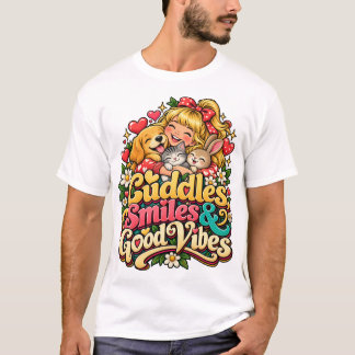 Cute Positive Vibes and Happiness Design T-Shirt