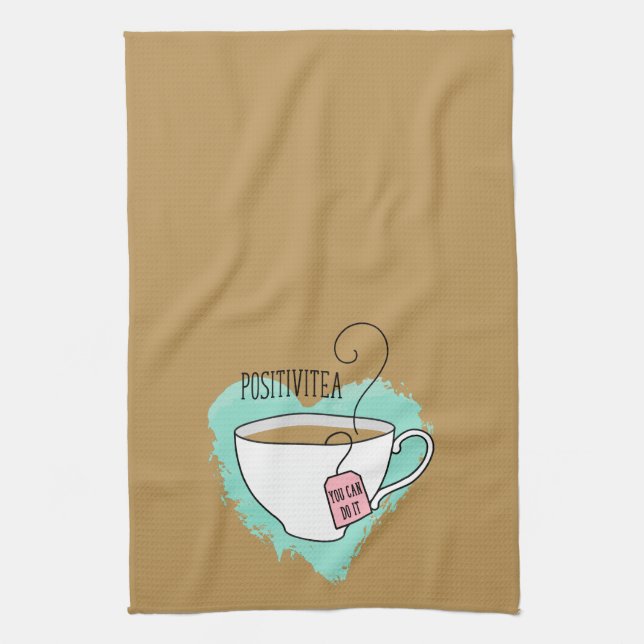 Cute Positivitea Gift for Tea Lover Towel (Vertical)