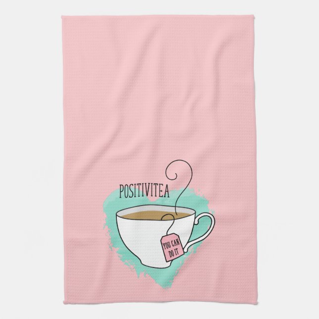 Cute Positivitea Gift for Tea Lover Towel (Vertical)