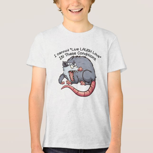 cute possum i cannot "Live Laugh Love"  Tri-Blend Shirt (Front)