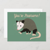 Cute Possum Illustration Green Custom Message Postcard (Front/Back)