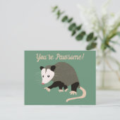 Cute Possum Illustration Green Custom Message Postcard (Standing Front)