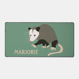 Cute Possum Illustration Light Green Personalised Desk Mat