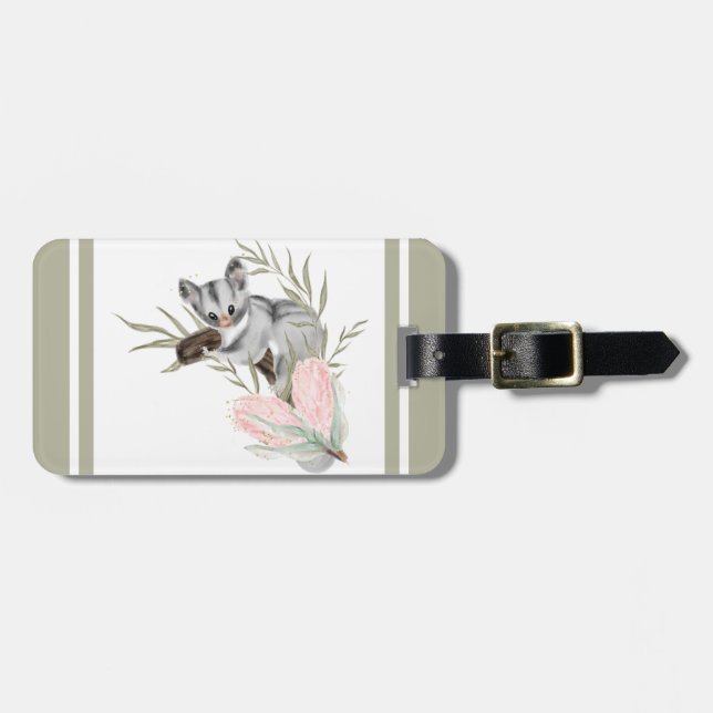 Cute Possum Luggage Tag (Front Horizontal)