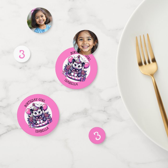 Cute Possum Personalised Girl's Birthday Girl Confetti (Group)