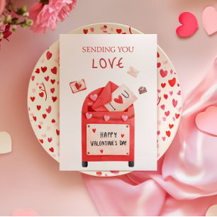 Cute Post Box Happy Valentine's Day Greeting Card