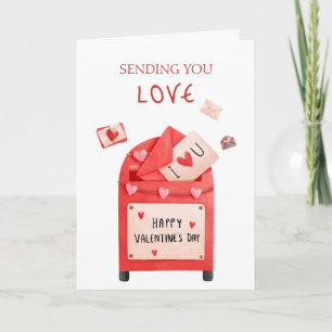 Cute Post Box Happy Valentine's Day Greeting Card