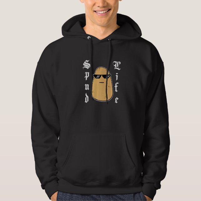 Cute Potato Meme Tough Gansta Spud Life Hoodie (Front)