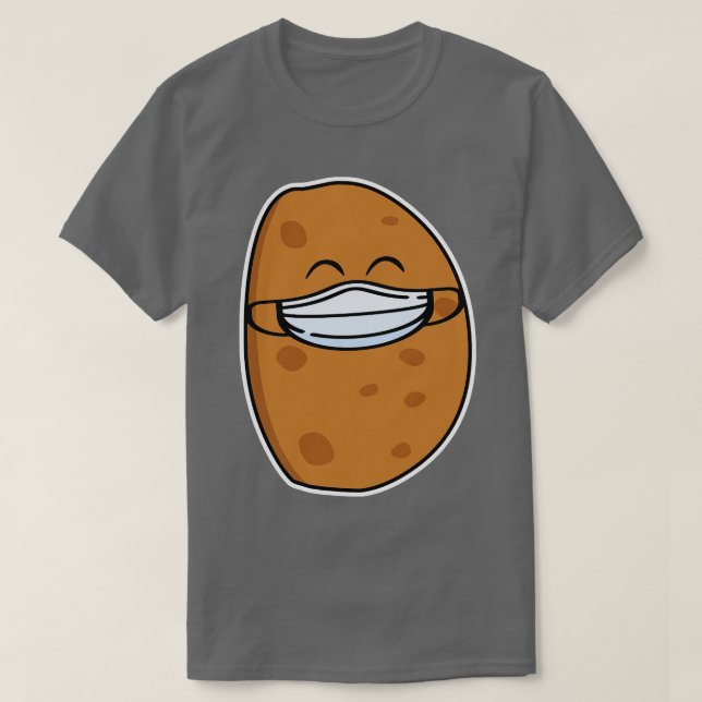 Cute Potato Wearing A Face Mask T-Shirt (Design Front)