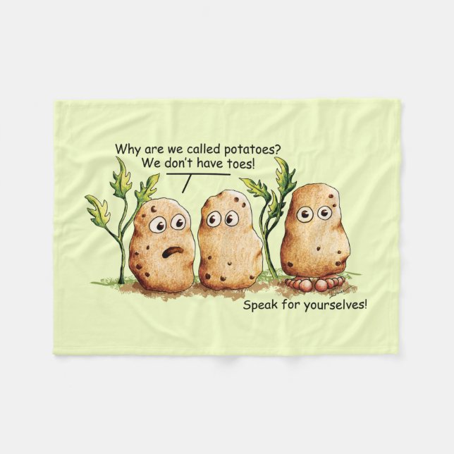 Cute Potatoes has Toes Funny Potato Pun Green Fleece Blanket (Front (Horizontal))