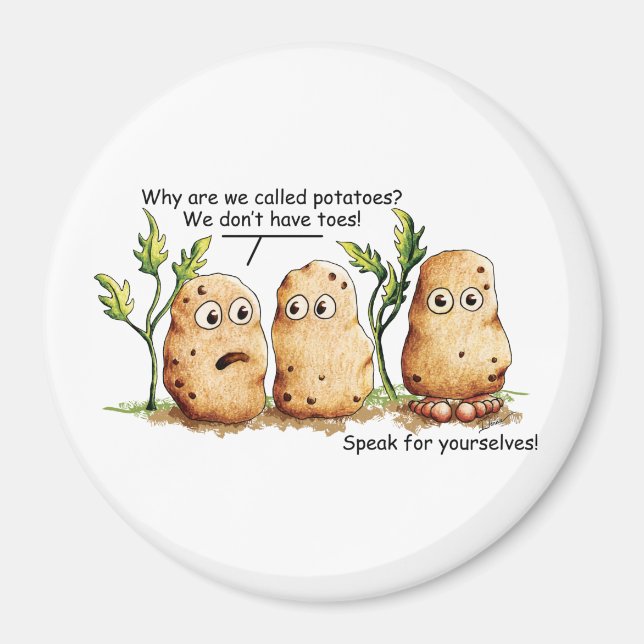 Cute Potatoes Has Toes Funny Potato Pun   Magnet (Front)
