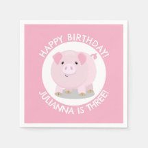 Cute potbelly pig cartoon personalised birthday