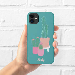 Cute Potted Cactus Phone Case Green