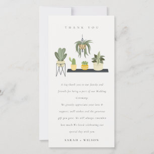 Cute Potted Leafy Succulent Plants Foliage Wedding Thank You Card