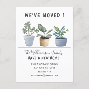 Cute Potted Plants We've Moved Announcement  Postcard