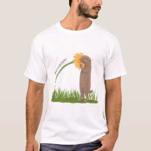 Cute prairie dog sniffing flower cartoon T-Shirt