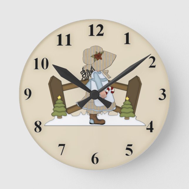 Cute Prairie Girl Clock (Front)