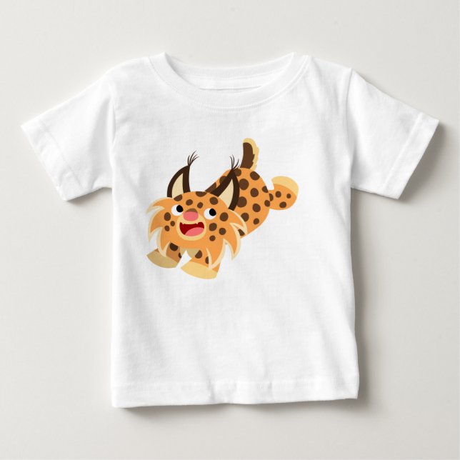 Cute Prankish Cartoon Bobcat Baby T-Shirt (Front)