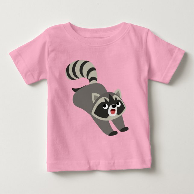 Cute Prankish Cartoon Racoon Baby T-Shirt (Front)