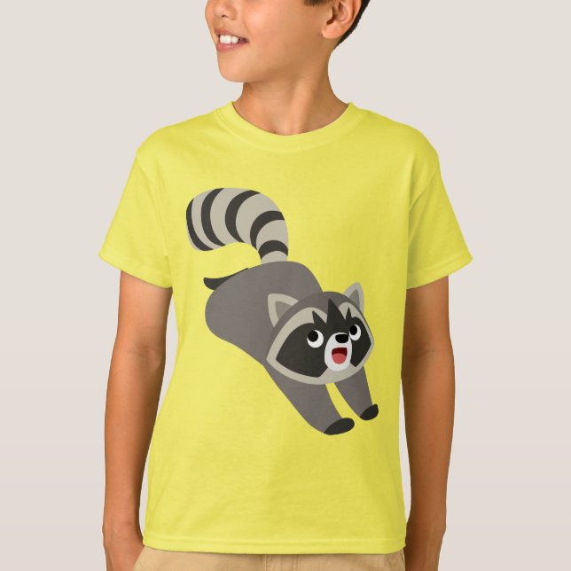 Cute Prankish Cartoon Racoon Children T-Shirt (Front)