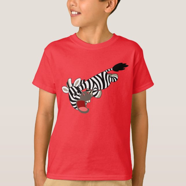 Cute Prankish Cartoon Zebra Children T-Shirt (Front)