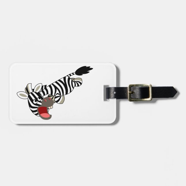 Cute Prankish Cartoon Zebra Luggage Tag (Front Horizontal)