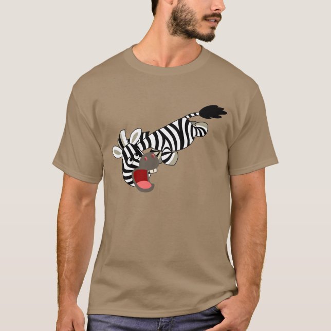 Cute Prankish Cartoon Zebra T-Shirt (Front)