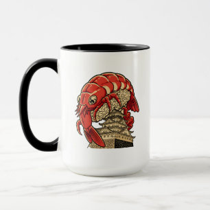 Cute Prawn Sushi on Japanese Castle Art Design Mug