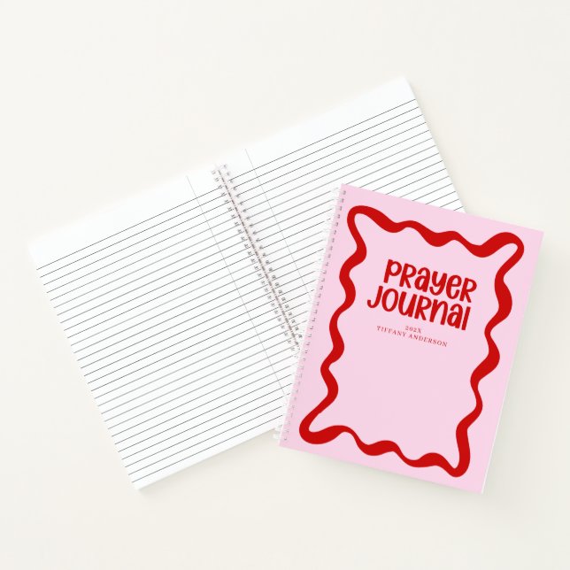 Cute Prayer Journal Pink and Red Custom Name Year (Inside)