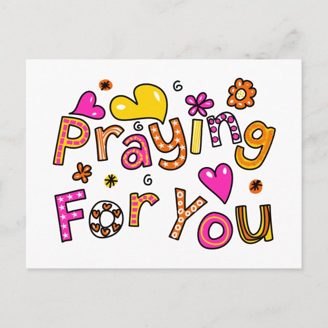 Cute Praying For You Greeting Text Expression Postcard (Front)