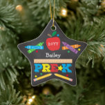 Cute Pre-K Preschool Crayons Chalkboard Photo Star Ceramic Tree Decoration<br><div class="desc">Pre-K photo ornament design features an apple, a ruler, crayons, pencils and bold, colorful fun typography! Click the customize button for more options for modifying the text! Variations of this design, additional colors, as well as coordinating products are available in our shop, zazzle.com/store/doodlelulu. Contact us if you need this design...</div>