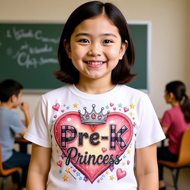 Cute Pre-K Princess Crown Heart T-Shirt (Pre K Princess for first day of school.)