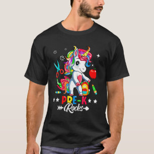 Cute Pre K Rocks Unicorn First Day Back To School T-Shirt
