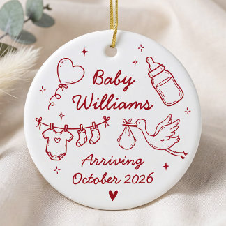 Cute Pregnancy Announcement Ceramic Tree Decoration
