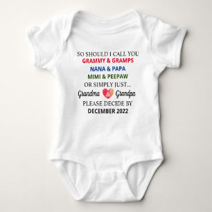 Cute Pregnancy Reveal for Grandparents Baby Bodysuit