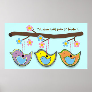 Cute pregnant blue Birdies Posters