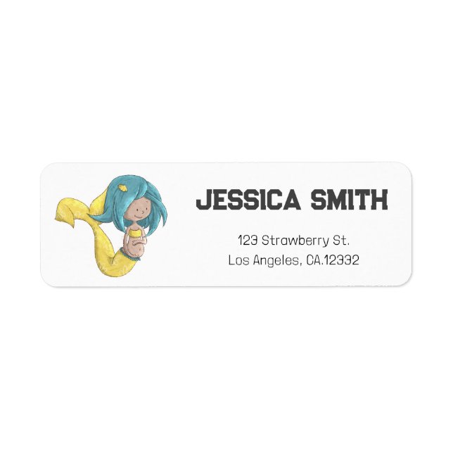 Cute Pregnant Mermaid Return Address (Front)