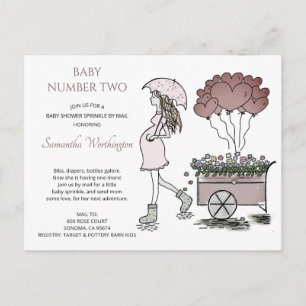 Cute Pregnant Mum Baby Sprinkle Shower By Mail Invitation Postcard