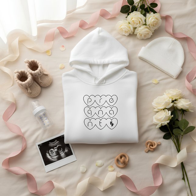 Cute Pregnant with Heart Letters Hoodie |Mom-to-Be (enjoy your days as a Mama)