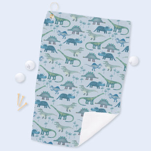 Cute Prehistoric Blue Dinosaur Pattern Golf Towel