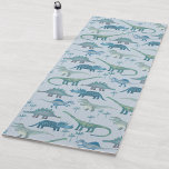 Cute Prehistoric Blue Dinosaur Pattern Yoga Mat<br><div class="desc">A fun pattern of cute dinosaurs on a blue background. Tyrannosaurus rex,  Spinosaurus,  Stegosaurus,  Diplodocus and Triceratops. Original art by Nic Squirrell.</div>