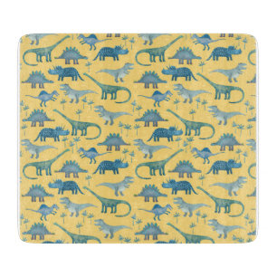 Cute Prehistoric Dinosaur Pattern Yellow Cutting Board