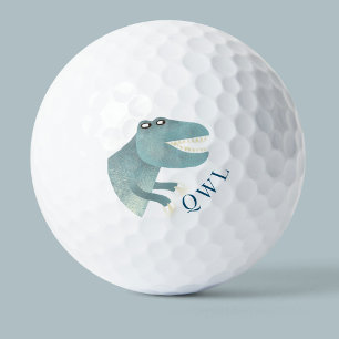 Cute Prehistoric T-Rex Dinosaur Monogram Golf Balls