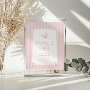 Cute Preppy Baby Stroller Baby Shower Invitation Acrylic Sign